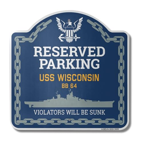 USS Wisconsin BB 64 | 18" X 18" Heavy-Gauge Aluminum Architectural Sign | SignMission Designer Navy Ship Sign Veteran Sailor Gift | Made in The USA