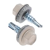 4.8x19mm Viti Tetto (RAL1015 Avorio Chiaro) Autoperforanti Metallo su Metallo con Testa Esagonale e Rondella, Fissaggi Tetti Latta, Giunzioni Pannelli Ondulati, Rivestimenti (250 pz)