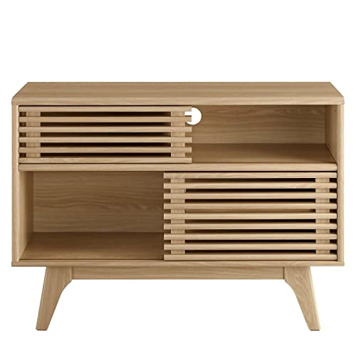 Modway Render Mid-Century Modern Two-Tier Display Stand in Oak by Modway - Image 2