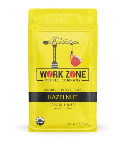 Work Zone Coffee Company - Organic Hazelnut Coffee, Medium Roast, Made From Premium Coffee Beans, Ground Coffee, 12 Ounces #TOP25