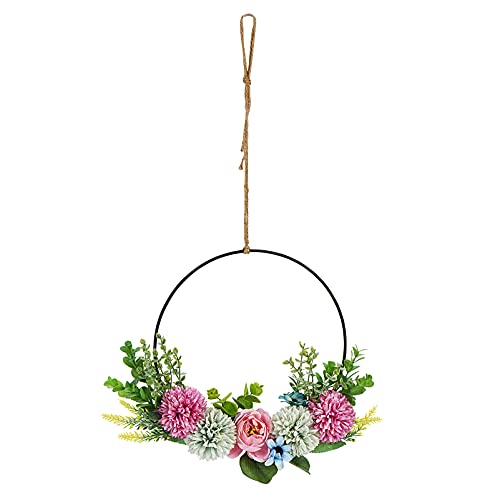 Yundxi Artificial Floral Wreath, Metal Hoop Frame Garland Set For Wedding Flowers, Bridal Showers, Baby Shower, Birthday Decor, Floral Wreath For Backdrop, Table Wreath Garland (Pink With Purple) #TOP7
