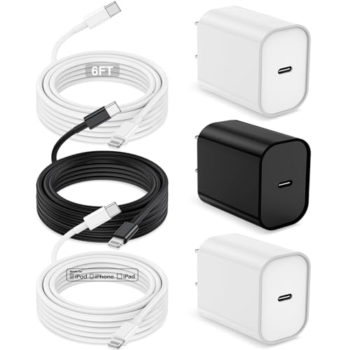 Hccob iPhone 14 13 12 Charger Fast Charging,[MFi Certified] Long USB C to Lightning Cable,20W USB C Fast Charger Block for iPhone14 Pro Max/13/12Pro Max/11/11Pro Max/XS/XR/X/8Plus,iPad(Multicolor-6FT)