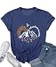 Adventure Awaits T Shirts for Women Trendy Hiking Mountain Graphic National Park T Shirts Summer Flower Floral Print Loose Short Sleeve Hiking Camping Climbing Lover Gift Shirts,Navy Blue-XXL