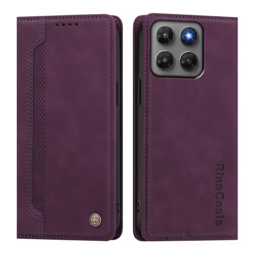rongki Leather Case for Motorola Moto G37, Slim Fit Leather Folio Wallet Case with Magnetic Lock Card Holder Adjustable Kickstand Cover for Motorola Moto G37, Violet