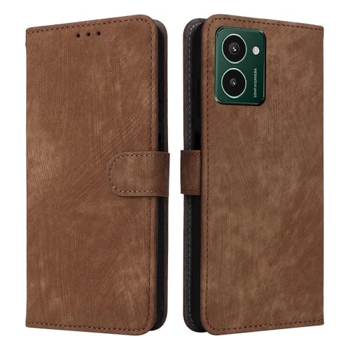 XINNI RFID Protective Phone Case for HMD Pulse Pro PU/TPU Flip Leather Shockproof Cover, Brown, CK-Brown