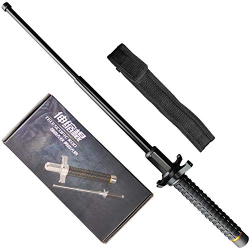 26インチソリッドテレスコピックロッカー、360度回転メッシュ自己防衛スティック、ポータブル救命器具 Black