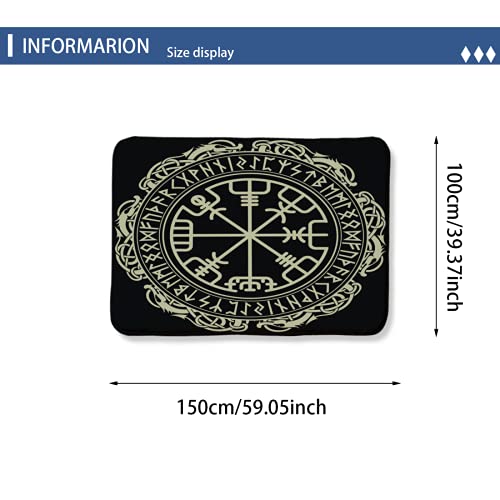 Whxm Area Rug 39X60In Magic Runic Compass Vegvisir In The Circle Of Nordic Runes And Dragons Soft Flannel Microfiber Bathroom Carpet Non-Slip Floor Mat Bathtub Accessories Ljn, White 0 #TOP1