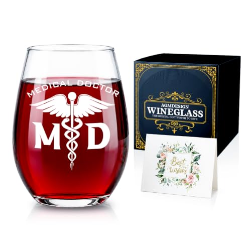 AGMDESIGN Medical Doctor MD Thank You Stemless Wine Glass Gift Box