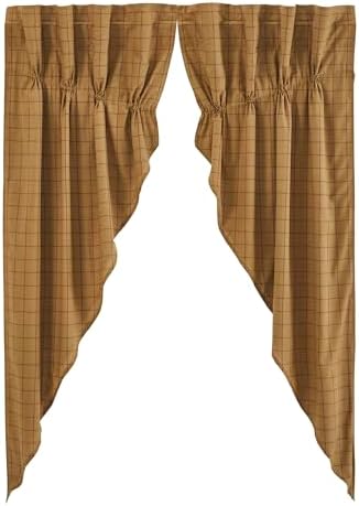 VHC Brands Tenda A Pannello Prairie – 2 Pezzi In Cotone, Marrone Chiaro Con Stelle Applicate, 63x36 Pollici, Stile Country - 2