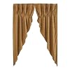 VHC Brands Connell Prairie Panel Pair 2 Pcs Rustic Farmhouse Curtains for Bedroom Living Dining Room Tan Burgundy 63 Inches Long Set of 2 Panels w Drawstring Tiebacks