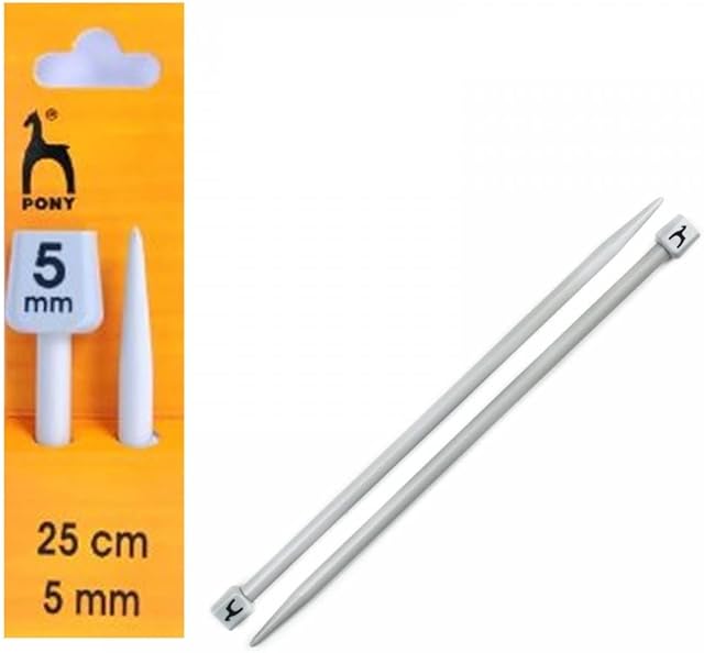 Pony Classic: Knitting Pins: Single Ended: 25cm x 5.00mm, Aluminium, Multi, 5mm
