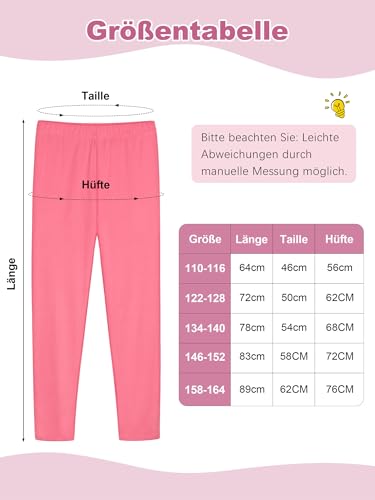 Ruisita 4er Pack Mädchen Leggings aus Baumwolle Weich Atmungsaktiv Dehnbar Lange Sport Yoga Hosen für Kinder CCC