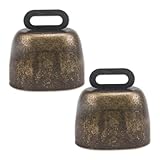 KOOBOOK Lot de 2 cloches en cuivre pour vache, cheval, mouton, bétail, animaux de la ferme, en cuivre bruyant, Cuivre