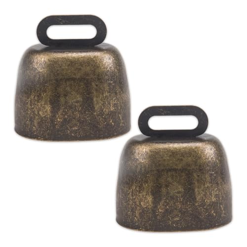 KOOBOOK 2Pcs Cow Horse Sheep Grazing Copper Bells Cattle Farm Animal Copper Loud Bronze Bell (Large)