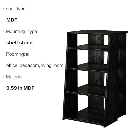 YYJ Modern Audio-Video Media Stand with 4 Height-Shelves,Open-Ended AV Cabinet,Media Storage Cabinet Storage for Entertainment Stereo Components for Living, Gaming, Recording Room