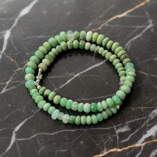 Collier chrysoprase perles rondelles vertes collier cristal 40cm
