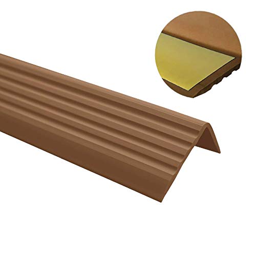 TMW Profiles PVC Bullnose Stair Nosing 40mm × 25mm – Self-Adhesive – Anti-Slip, 1.18m (Brown)