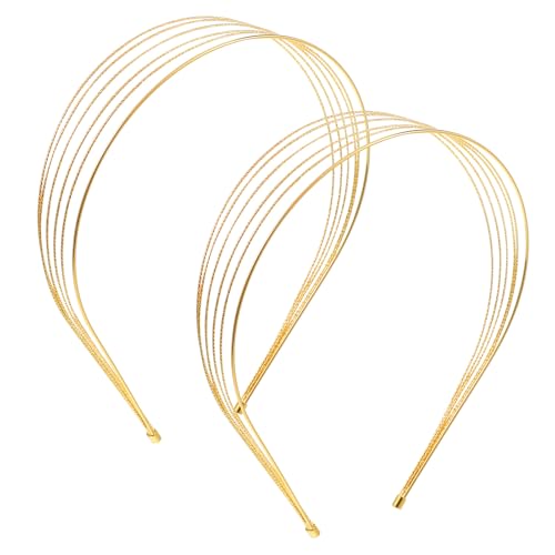 Jxiwfvl 2Pcs Gold Multi Layers Metal Headbands for Women, Elegant Gold Thin Headband Metal Layered Hairbands Headpiece Non Slip Hair Accessories Valentine's Day Gifts Suitable for Most Occasion