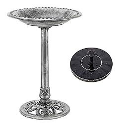 VIVOHOME Baño para Pájaros de Poliresina con Fuent...: Conjunto Combinado: El paquete incluye 1 bebedero para pájaros de jardín y 1 bomba de fuente de agua con energía solar. Una magnífica incorporación a su jardín, patio, terraza u otros espacios Material Duradero: El bebedero para pájaros está hecho de...