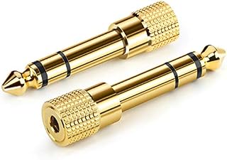 Ancable イヤホンジャック 変換プラグ 6.35mm-3.5mm ステレオミニ メスオス 電子ピアノ ヘッドホン アンプ用 2本
