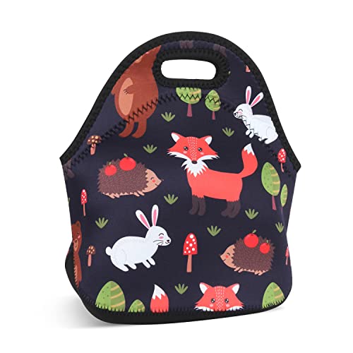 Violet Mist Neoprene Fox Lunch Bag Insulated Waterproof Lunch Tote Bag Cartoon Reusable Lunch Box Containers Food Carrying Bento Lunch Handbag For Men Women Work Thanksgiving Christmas Gifts #TOP1