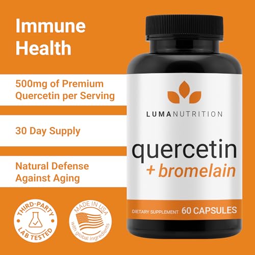 Luma Nutrition QUER2 Quercetin 500Mg - Quercetin With Bromelain - Powerful Quercetin - Premium Bromelain - Antioxidant - Immune Support - 60 Capsules thumb #1