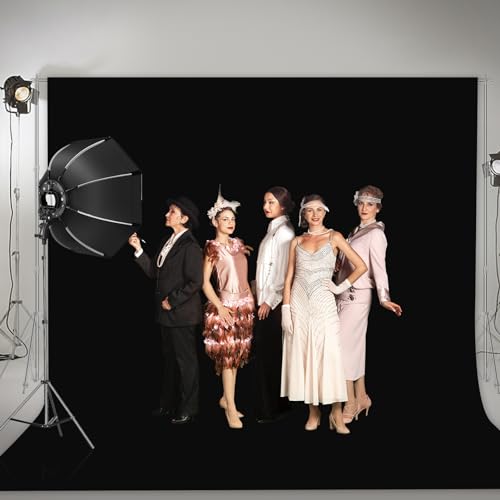 Image of EMART 10x10ft Black Photo Backdrop Screen for Photography, Large s Drapes Party Background Curtain, Polyester Fabric Sheet Video Studio Portrait Photoshoot