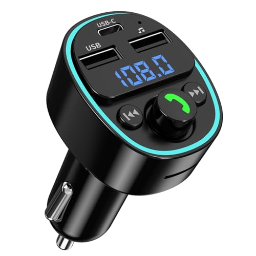 Bluetooth 5.4 FM Transmitter Car Adapter - Car Bluetooth Adapter with Fast Charger?Hi-Fi Audio & Clear Calls,Multiple Safety Protection