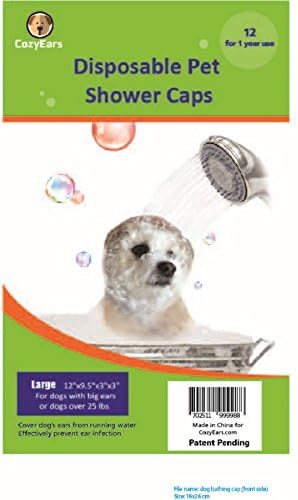 Disposable Pet Shower Caps, Shower, Raining, Swimming, Dogs, 12 Caps in a Pack (Large)