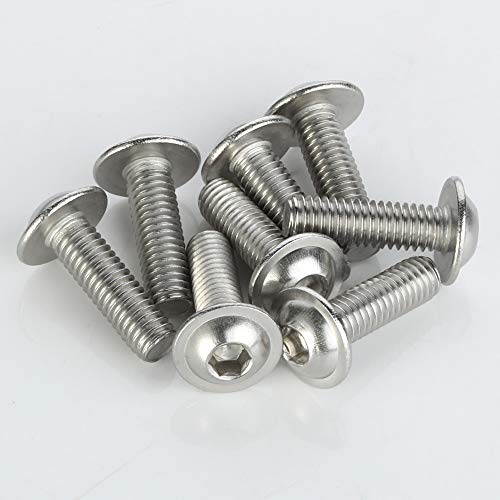 M6-1.0 X 35Mm Flanged Button Head Socket Cap Screws, Stainless Steel 18-8 (304), Bright Finish, Full Thread, Allen Socket Drive, 25 Pcs #TOP4
