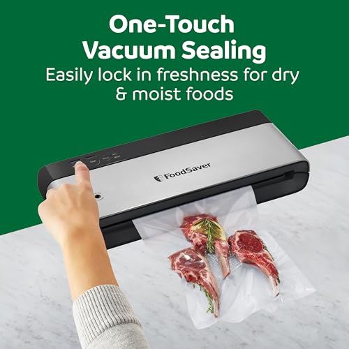 FoodSaver PowerVac Compact Vacuum Sealer Machine w/ Vertical Storage | 5 Airtight Vacuum Seal Bags & 1 Roll | VS0150 | Stainless Steel / Black by FOODSAVER - Image 6