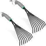 2 Pcs Gardening Hand Rake Stainless Steel Hand Tiller Small Garden Rake for Gardening Short Handle R