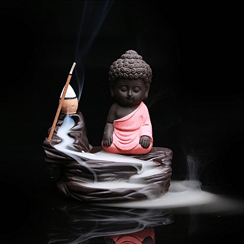redcolorful Creative Backflow Incense Incense Cones Stick Holder Small Buddha Censer Ceramic Decoraç