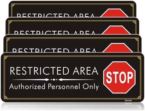 Panneau "Restricted Area" Faittoo - 25,4x17,8cm - Aluminium .40 - Résistant Intempéries - 4 Trous Pré-percés