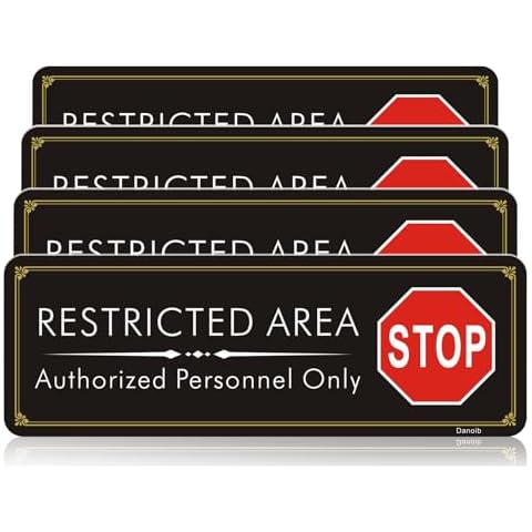 4 Pack Restricted Area Sign Authorized Personnel Only, Do Not Enter Sign, 9 x 3.1 Inches Acrylic Sign, Weatherproof and Fade-Resistant for Home, Business Office, Shop Cover