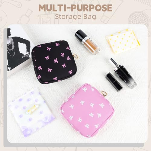 Image of Period Bag for Teen Girls, Canvas Sanitary Napkin Storage Bag with Zipper, Portable Menstrual Pad Bag Tampon Holder for Purse