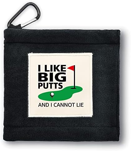 GEYGIE I Like Big Putts Portable Microfiber Double Layer Pocket Golf Towel with Clip, Funny Golf Towel for Men Dad, Golf Accessories for Men Dad, Funny for Golf Fan