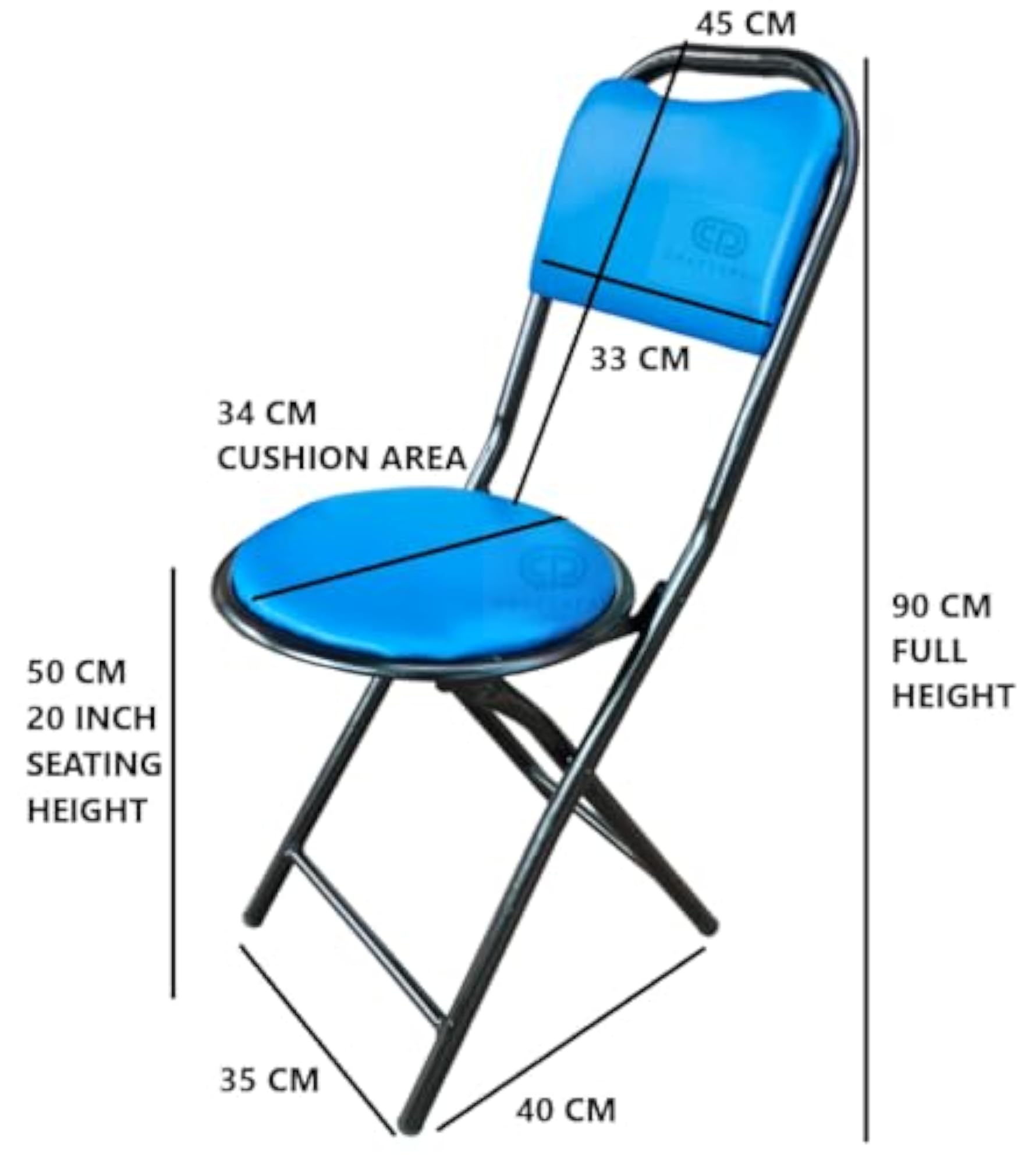 20-Inch Cushioned Folding Chair, Heavy-Duty Portable
