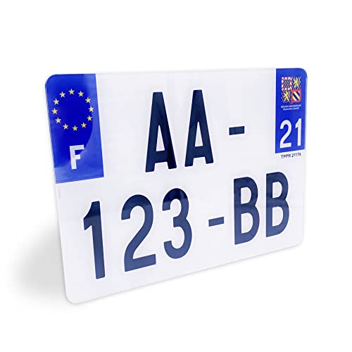 1 Plaque d'immatriculation 4x4 - plexi homologué - Made in France - SIV 27,5x20cm - résistance aux Chocs, aux intempéries et Anti UV - avec Rivets Inclus