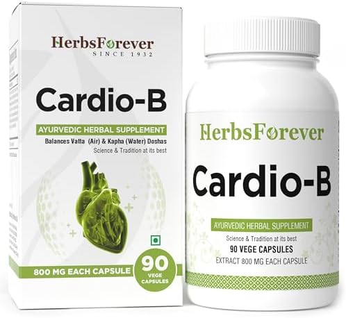 Herbsforever Cardio-B (Cardik-B) | Ayurvedic Herbal Supplement | 90 Vegan Capsules | 800 mg Concentrated Extract | Daily Herbal Support for Energy, Vitality & Wellness