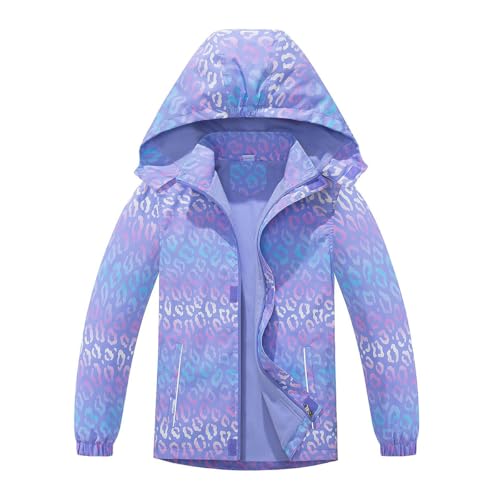 linboo Softshelljacke Mädchen Übergangsjacke mit Fleecefütterung Warm Windjacke Atmungsaktiv Regenjacke Wasserdicht Outdoorjacke für Kinder Lila 2# 122-128
