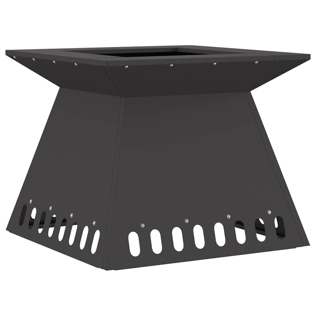 Foyer de cheminée Noir 48 x 48 x 40 cm Acier Brasero, feu Multifonctionnel Foyer Extérieur pour Jardin, Chauffage, Terrasse, Camping