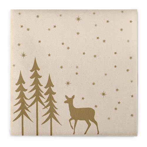 Mank Airlaid Servietten 40x40 cm, Premium Einweg Serviette, stoffähnlich und saugstark, perfekt für Weihnachtsfeiern & für die Adventszeit, Weihnachtsservietten 50 Stück Liane (Pebble Stone)