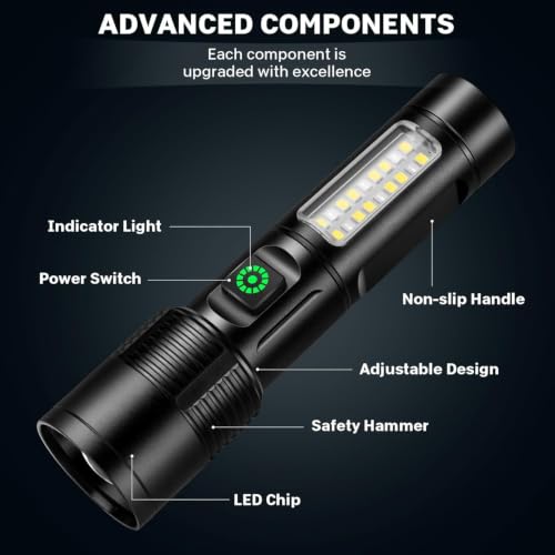 Kmivo Rechargeable LED Flashlights High Lumens - 99,000 lm Super Bright Flash Light with 6 Modes, Adjustable Light, Powerful Handheld Linternas for Home, Camping(2 Packs by Kmivo - Used condition - Image 8