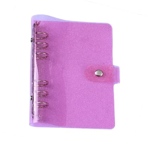 SagaSave A5 Rainbow Soft PVC Notebook Binder Refillable 6 Ring Binder for A6 Filler Paper, Waterproof Loose Leaf Personal Planner Binder Cover with Strong Metal Snap Button, Pink