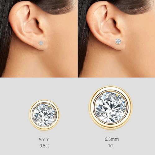 Moissanite Earrings for Women, 925 Sterling Silver 0.5-1ct D Color VVS1 Moissanite Stud Earrings, Hypoallergenic Earrings Studs for Sensitive Ears New Year Christmas Gifts4