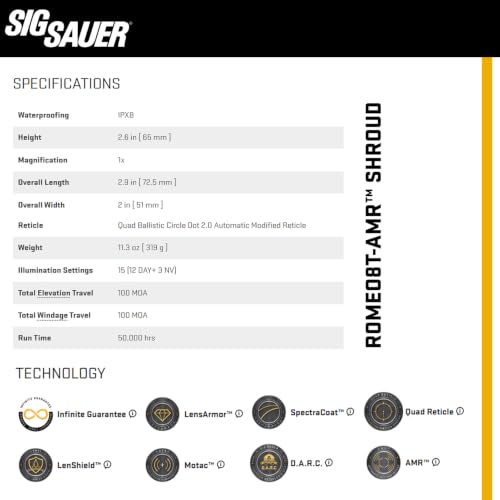 Image of SIG SAUER Romeo-RS PRO Pistol Dot Sight with Aspherical Glass Lens | Reinforced Steel, 8 Brightness Modes, Compatible with Optic Ready P320, P226 & P229, Red Dot /Green Dot Options