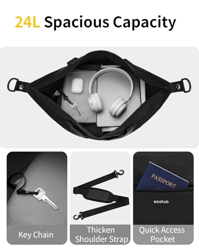 ECOHUB für Ryanair Handgepäck Tasche 40x20x25, Perfekt für Neue Ryanair Reisetasche Handgepäck Flugzeug 40x30x20, 2-Stück Faltbare Travel Bag, Reißfest & Lleicht Cabin Bag, Weekender Tasche(Schwarz)
