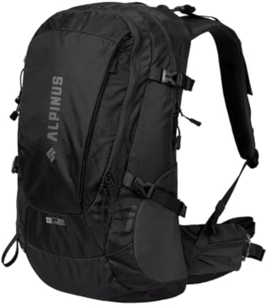 Alpinus Muddus Wanderrucksack 30L Trekkingrucksack mit Rückenbelüftung für Herren & Damen Schwarz