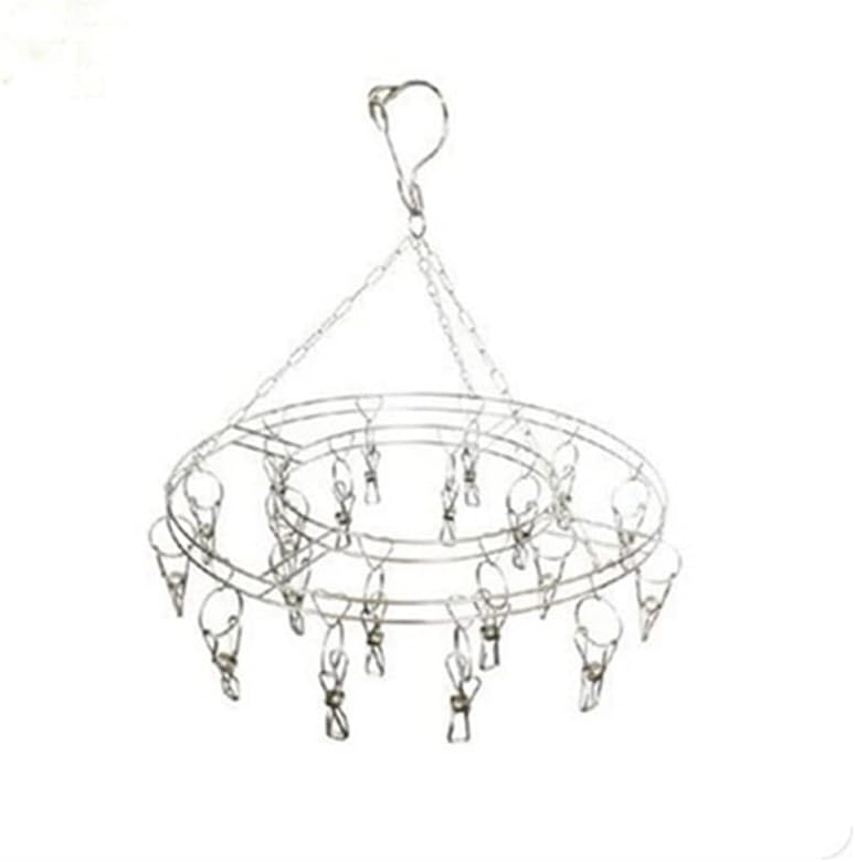 Windproof Laundry Socks Gloves Hanger Foldable Stainless Steel Hanging Rack 20 Clothespin Drying Racks